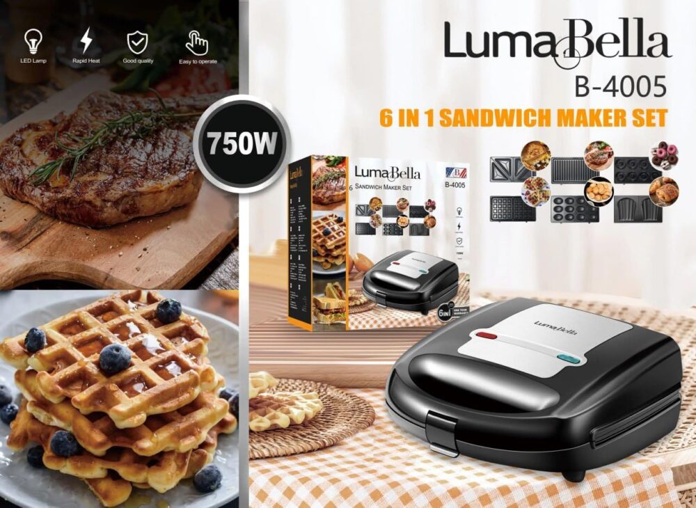 SANDWICHERA LUMABELLA 6 IN 1 NEGRO - Imagen 3